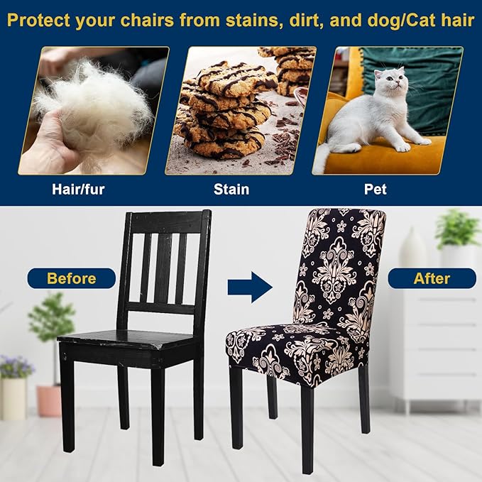 Chair Covers, Stretch Kitchen Chair Covers/Dining Chair Covers for Dining Room 8 Pack, Removable Washable Dining Chair Slipcovers for Home, Hotel, Banquet