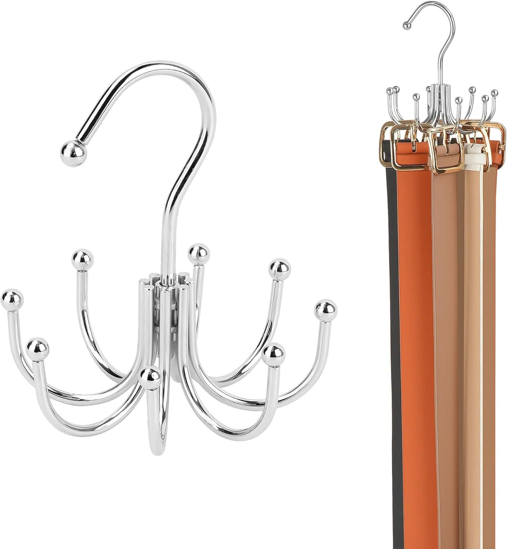 ZEDODIER Belt Hanger, Belt Organizer for Closet, Keeping Belts Visible and in Good Condition, Hanging Tie Rack Holder, Closet Organizers and Storage, Silver