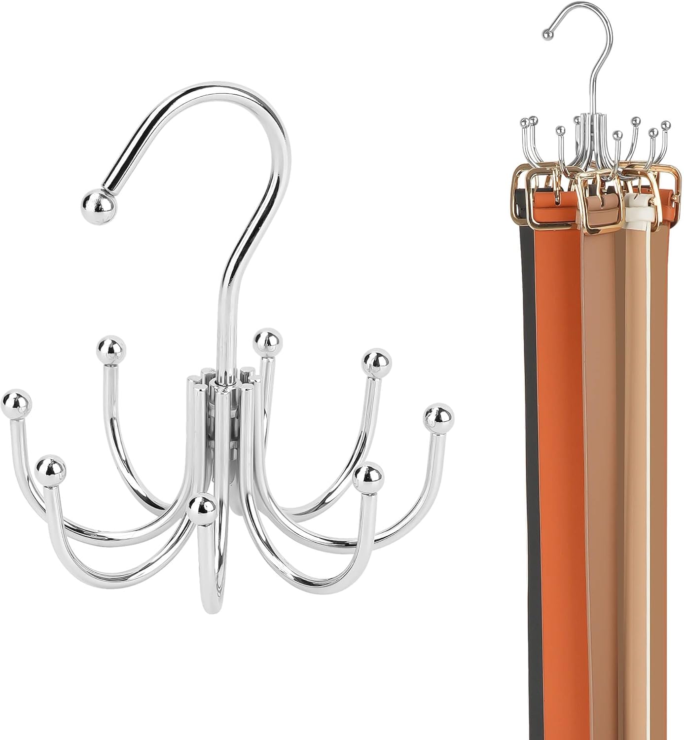 ZEDODIER Belt Hanger, Belt Organizer for Closet, Keeping Belts Visible and in Good Condition, Hanging Tie Rack Holder, Closet Organizers and Storage, Silver