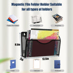 Magnetic File Holder 1 Pockets File Folder Organizer, Office Hanging Magazine Rack for File Cabinets, Magnetic Paper Holder, No Drilling Mail Organizer for Refrigerator, Office