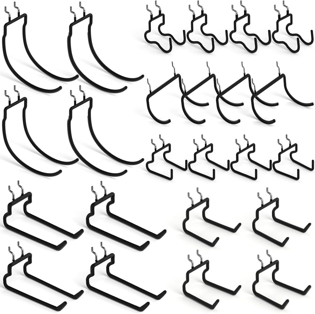 INCLY 24 Pack Heavy Duty Pegboard Hooks, 1/4" Pegboard Drill Holder Tool Utility Hooks, Peg Board Tool Hangers Accessories for Hanging Power Tools, Drill, Hammer, Workbench, Garage