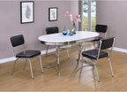 Coaster Home Furnishings Retro Set of 2 Open Back Dining Side Chairs Faux Leather Upholstered Back and Padded Seat Cushion Sturdy Steel Frame Black and Chrome 2066
