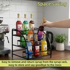 Cididu Coffee Syrup Organizer Rack, 9-12 Bottles Syrup Stand Holder for Countertop, 3 Tier Metal Small Wine Rack, Bottle Storage Shelves for Coffee Bar Station, Kitchen, Spice, Soda, Dressing