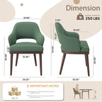 Wooden Dining Chairs Set of 6, Modern Fabric Upholstered Dining Room Chair, Kitchen Side Chairs, Farmhouse Dinner Chair with Open Back for Kitchen, Green