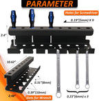 MUTUACTOR Magnetic Wrench Holder Heavy Duty,Anti-scratch Magnetic Mount Screwdriver Rack, 2 Layers Wrench Screwdriver Holder for Work Bench Toolbox Tool Cart,1PCS,Black,9 Holes and 7 Slots