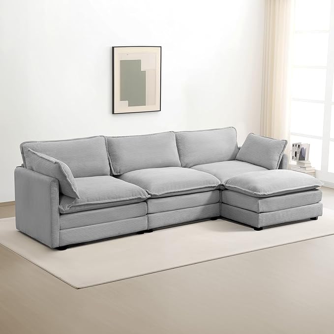 ROWHY Oversized Modular Sectional Sofa with Movable Ottoman, 112 Inch 4 Seat ...