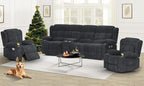 Recliner Sofa Set with Storage Console, Flip Middle Backrest Design 3 Seater Reclining Sofa and 2PC Single Recliner Chair, Manual Couches for Living Room (Gray, 3 Seat+Console+1+1)