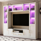 4-Piece Wall Unit TV Stand for TVs Up to 70", Modern Entertainment TV Wall Unit with Shelves, Large Wall Media Center for Living Room, White