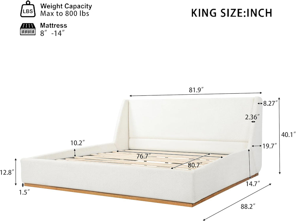 Christopher Knight Home Tanya Boucle Upholstered King Size Bed Frame with Win...