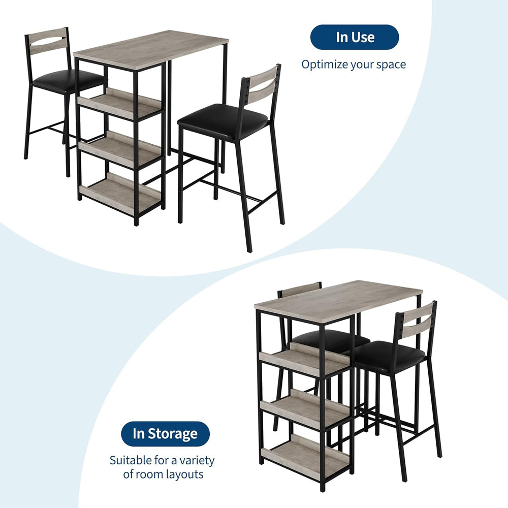 GarveeHome Dining Table Set for 2, Wood Table with Upholstered Chairs | Kitch...
