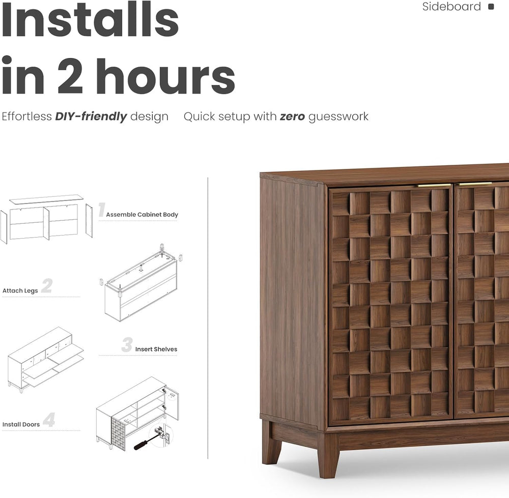 COLAMY 60" Sideboard Buffet Cabinet with Storage, Modern 4-Door Buffet T...