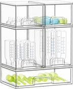 SpaceAid Bottle Storage Organizer Baby - Acrylic Bottles Station Organizer Container, Stackable Clear Drawers for Countertop, Vanity, Bathroom, Cabinet, Pantry Organization, 5 Pack, 2S2M1L, 15.4" H