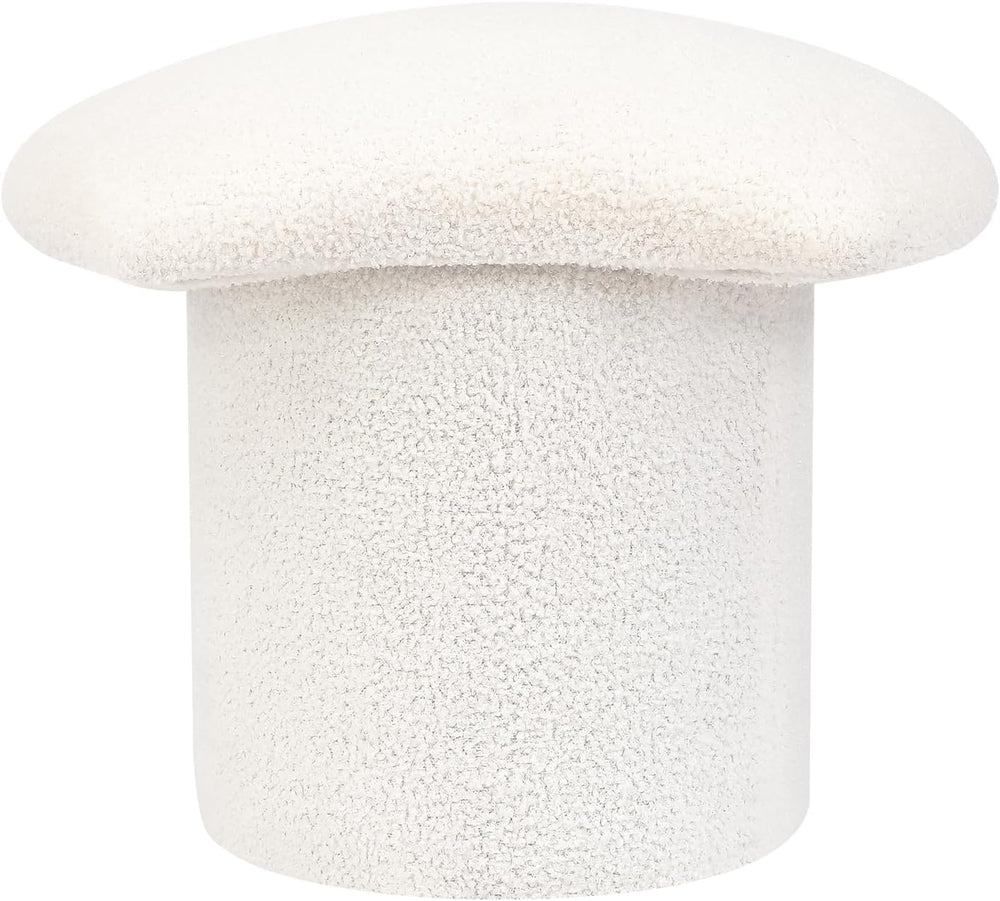 Homebeez Teddy Velvet Modern Round Ottoman, Small Footstool with Padded Seat,...