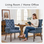 Upholstered Tufted Chenille Dining Chairs with Arms & Nailhead Trim – Solid Wood Frame & Legs, Modern Farmhouse for Dining, Kitchen & Living Room (Set of 1, Blue)