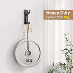 pickpiff 10-Pack Black Adhesive Wall Hooks - 13 LB Strong Stick-On Hooks for Hanging Towels, Coats, Shower & Kitchen Use