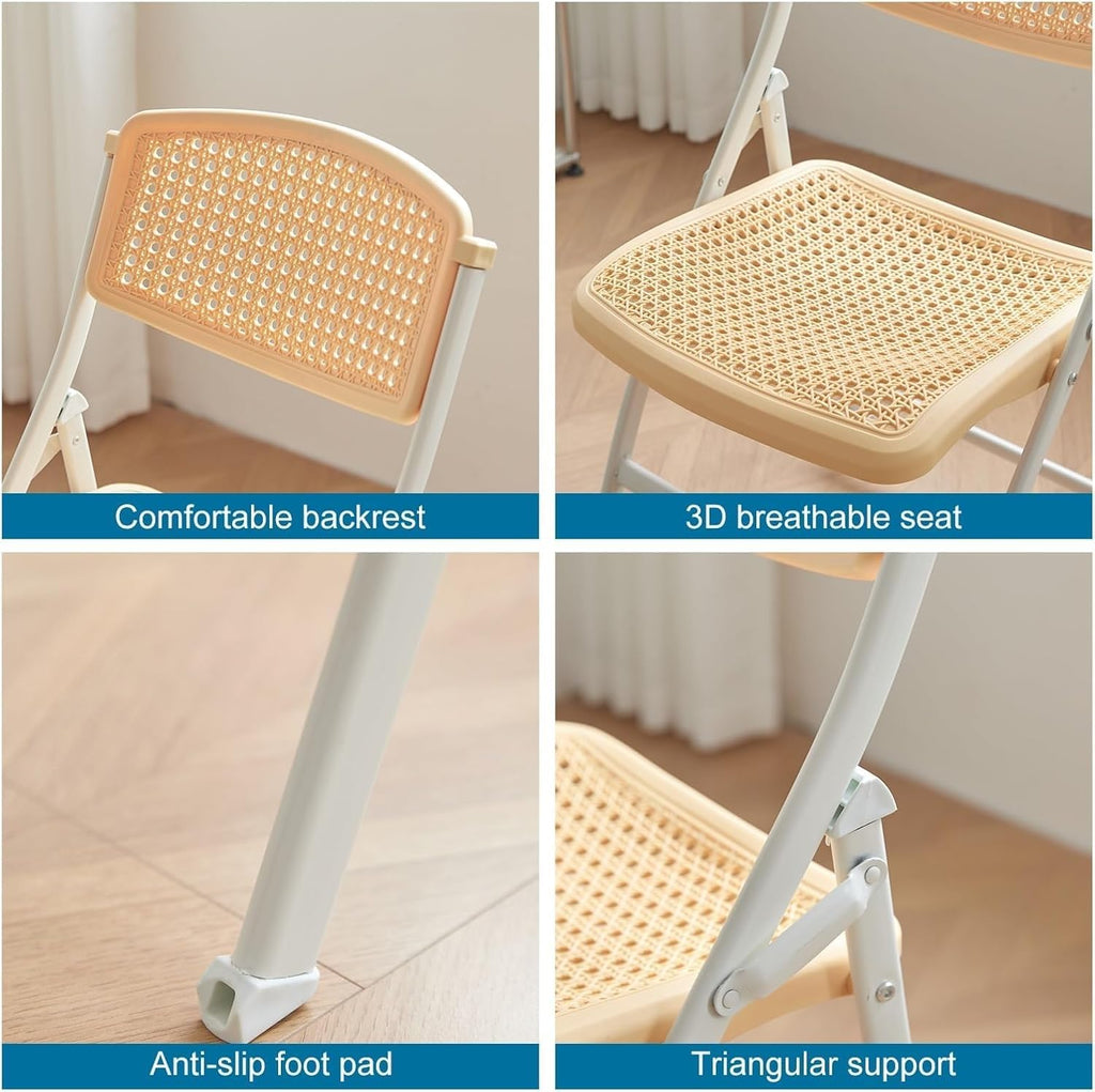 Plastic Folding Chair - 4 Pack 440LB Weight Capacity Comfortable Event Chair-Lightweight Folding(White)