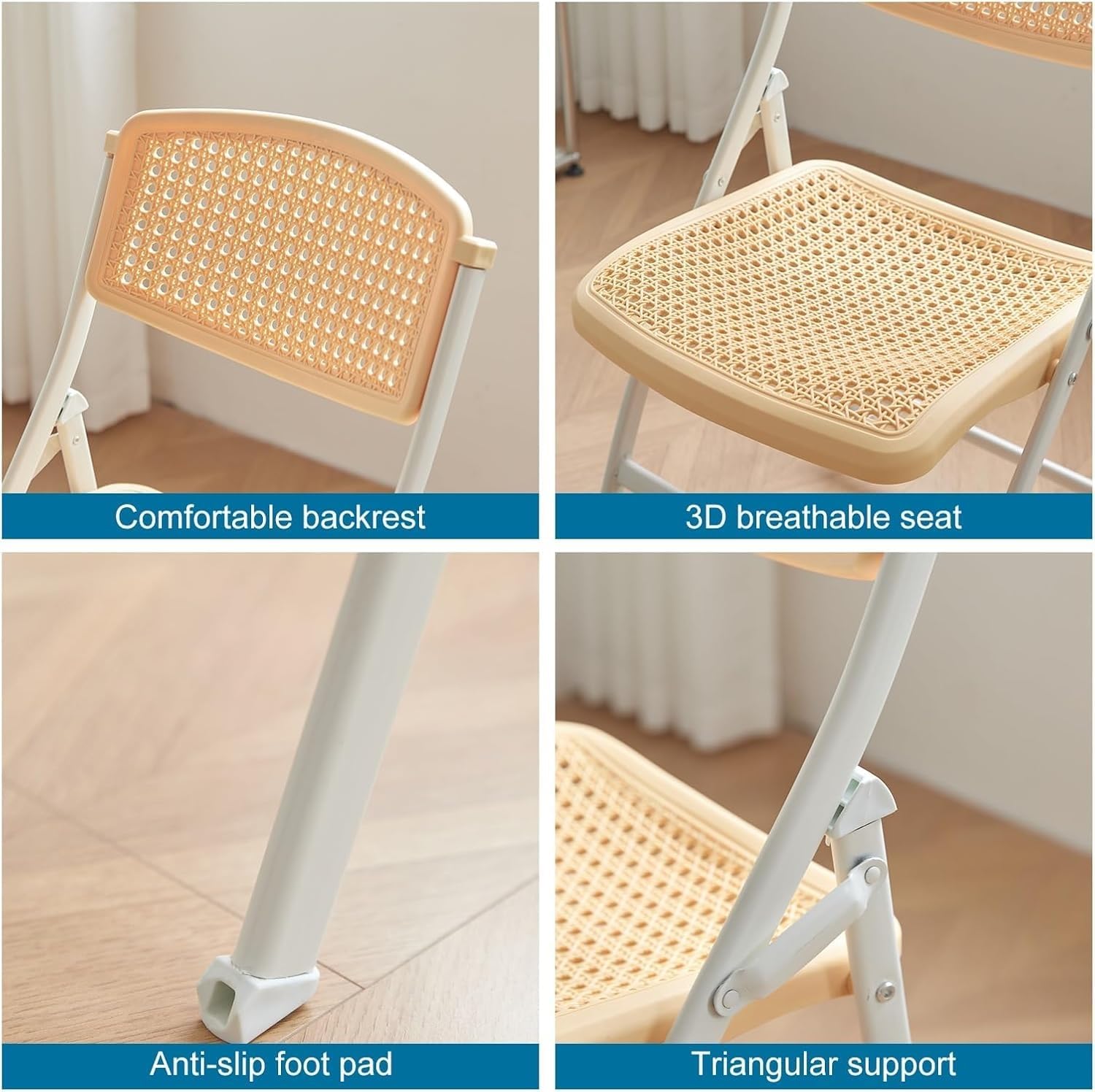 Plastic Folding Chair - 4 Pack 440LB Weight Capacity Comfortable Event Chair-Lightweight Folding(White)