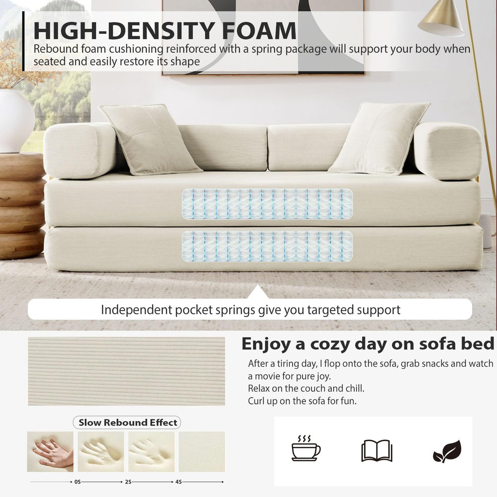 HANXIN 78 Inch Convertible Sleeper Sofa Bed, Folding Floor Mattress Couch wit...