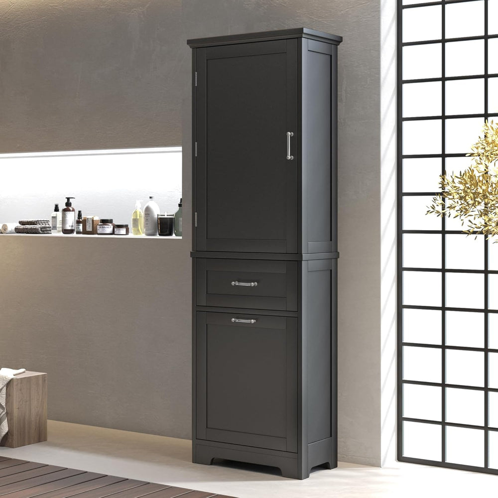 Merax 68.4" Pantry Cabinet with One Door & Two Drawers, Adjustable S...