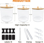 3 Pack Airtight Dog Food Storage Container, Dog Treat Container Dog Food Containers with Bamboo Lids 8x7''&6x5'',Pet Food Storage Container,Cat Food Container with Scoops,Clamp,Labels,Pen