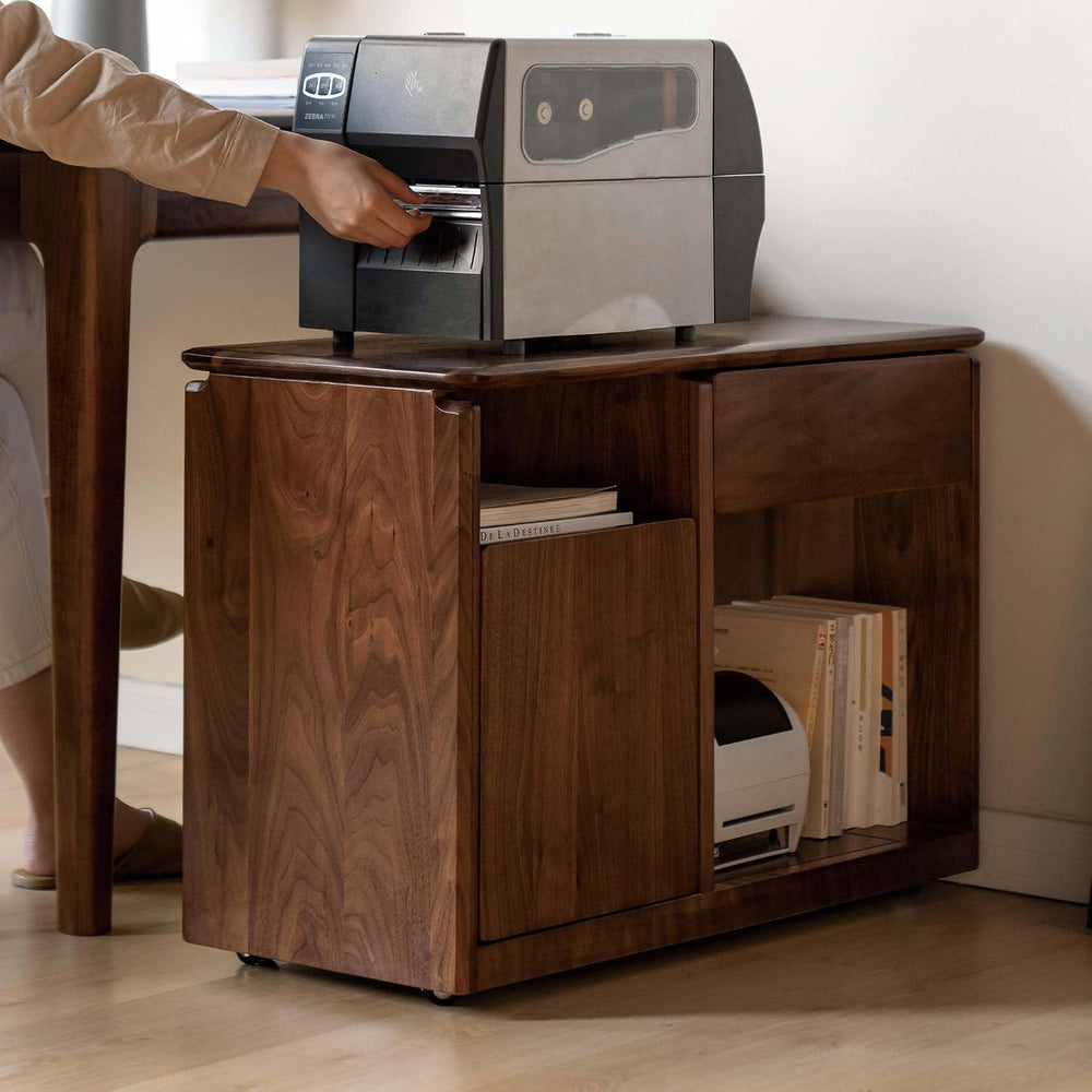 YESWOOD Solid Wood Side Table, Storage Side Table with Wheels, Narrow End Tab...