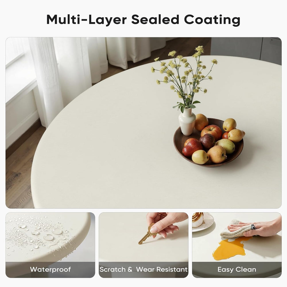 45-Inch Thick Concrete Dining Table for 4. Unique Cloud-Shaped Base, Sturdy D...