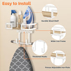 Ironing Board Holder Wall Mount, Iron Board Wall Hanger, Sewing, Laundry Room Organization, White, T&V Shaped Space Saving Iron Holder for Laundry Room Decor and Accessories, Organization and Storage