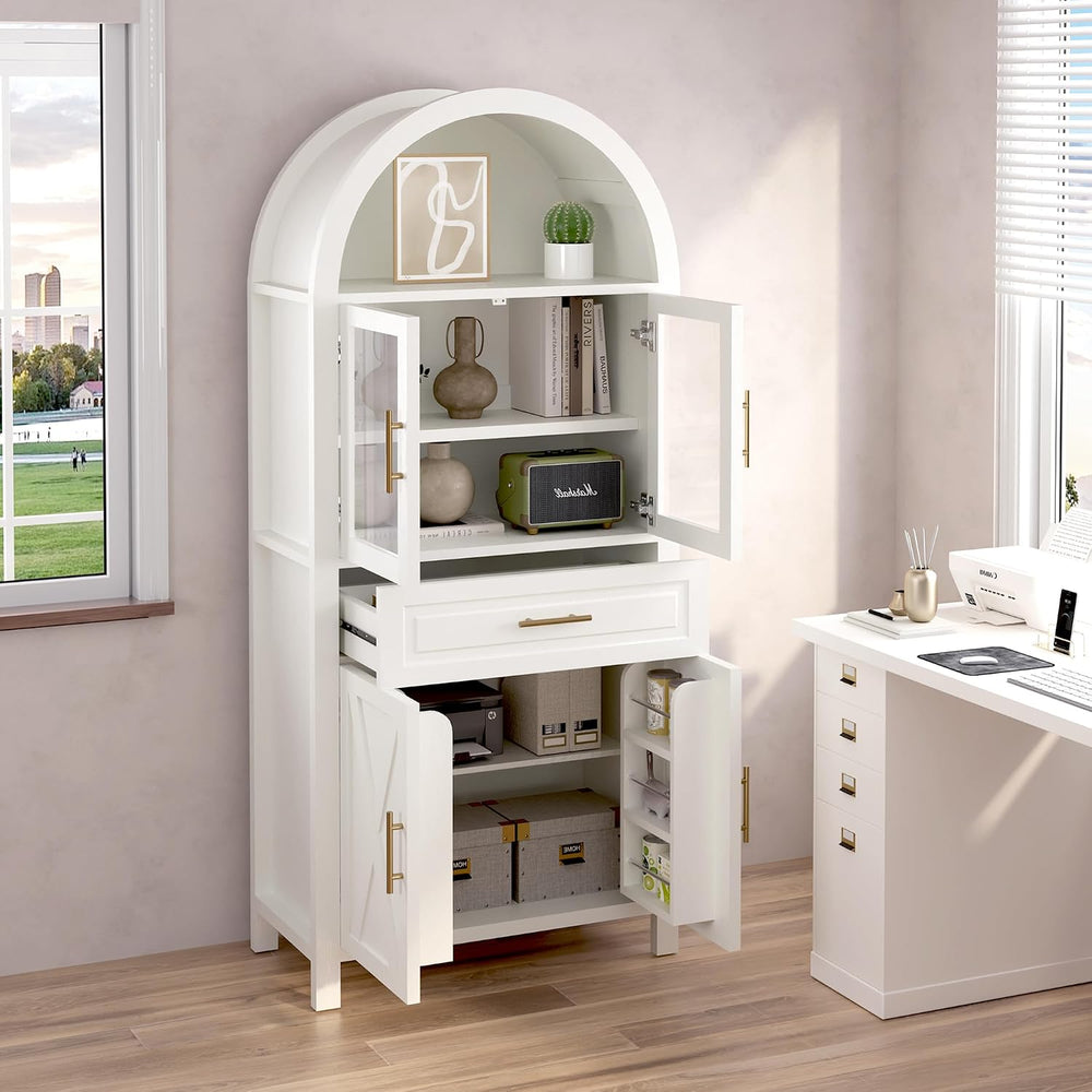 MERITLINE Farmhouse Style Arched Pantry Cabinet - 71" Tall Storage Cabin...