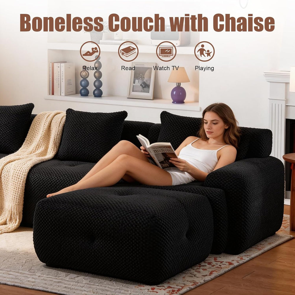 135" Cloud Couch Sectional with 2 Ottoman, U-Shaped Sofa | Modern Modula...