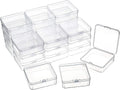 24 Packs Small Clear Plastic Beads Storage Containers Box with Hinged Lid for Storage of Small Items, Crafts, Jewelry, Hardware(3.3 x 3.3 x 1.2 Inches)