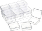 24 Packs Small Clear Plastic Beads Storage Containers Box with Hinged Lid for Storage of Small Items, Crafts, Jewelry, Hardware(3.3 x 3.3 x 1.2 Inches)