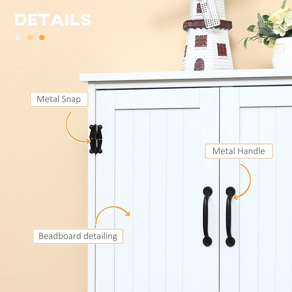 48.5" Farmhouse Kitchen Pantry, Floor Storage Cabinet with 4 Doors, Whit...