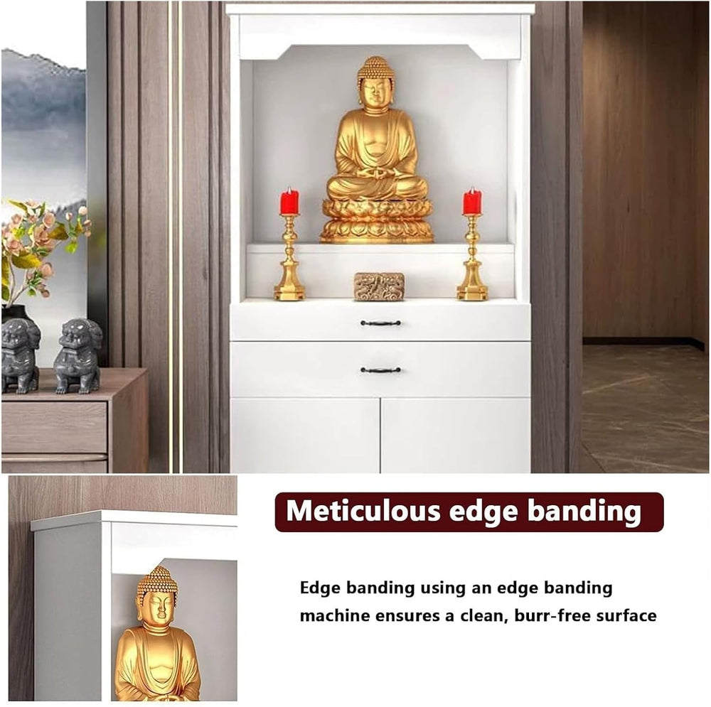 Meditation Altar Table with Storage – 31.5in Red Buddhist Shrine for Prayer &...