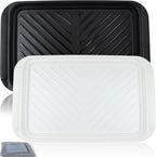 Grilling Prep and Serve Trays, BBQ Tray for Raw and Cooked Food, Melamine Serving Platter for Food, Set of 2, Black and White, Napkin and Cleaning Clothes Included