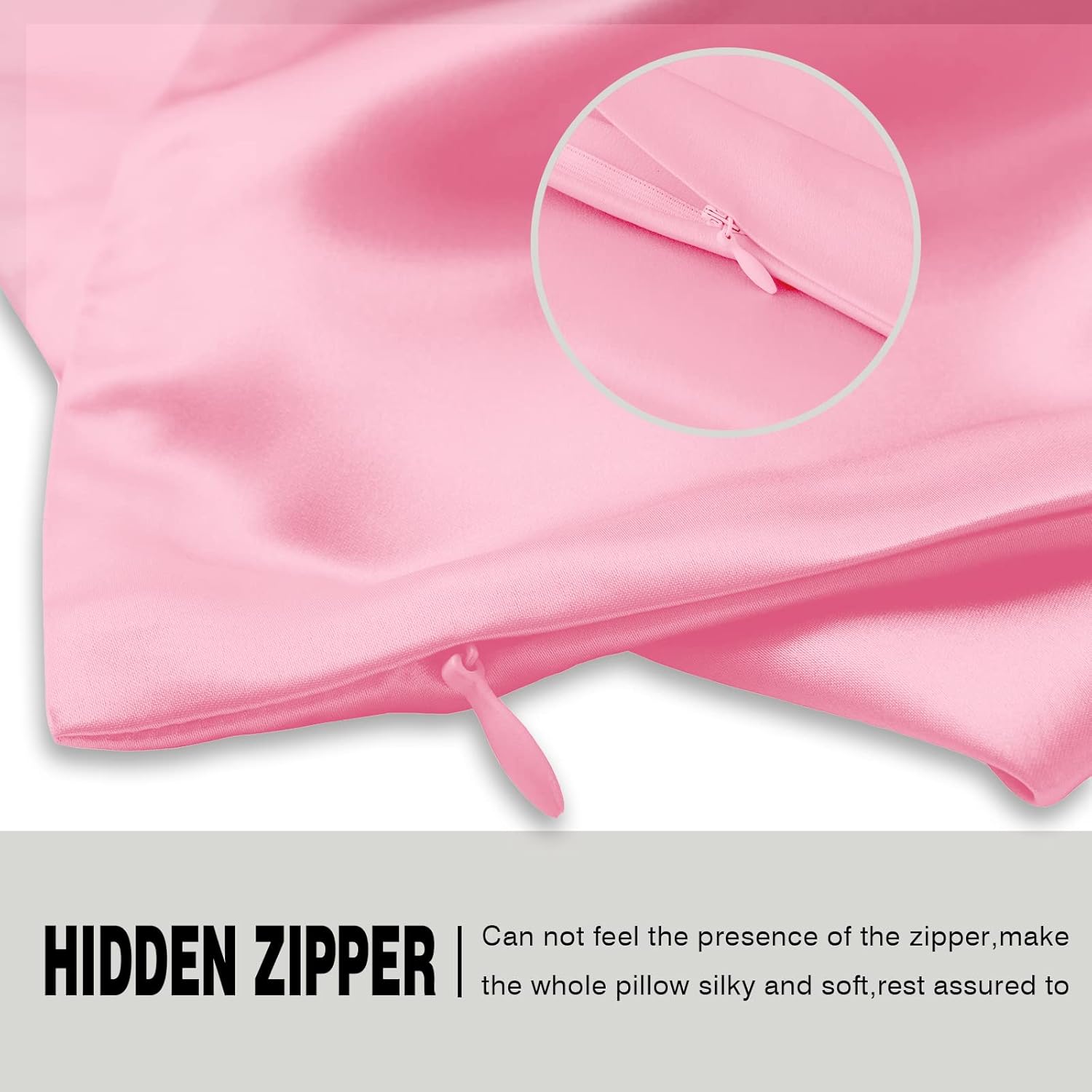 Mulberry Silk Pillowcase for Hair and Skin Pillow Case with Hidden Zipper Soft Breathable Smooth Cooling Silk Pillow Covers for Sleeping (Pink, King（20"X 36"）)