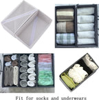 Socks Drawer Organizer Set of 3 Pack Raw White, 11' Small Fabric Underwear Dividers, Closet Cabinet Dresser Storage Boxes for Panties Bra Stockings Leggings