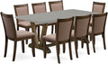 East West Furniture V797MZ748-9 9 Piece Modern Dining Table Set Includes a Rectangle Wooden Table with V-Legs and 8 Coffee Linen Fabric Parson Dining Chairs, 40x72 Inch, Multi-Color