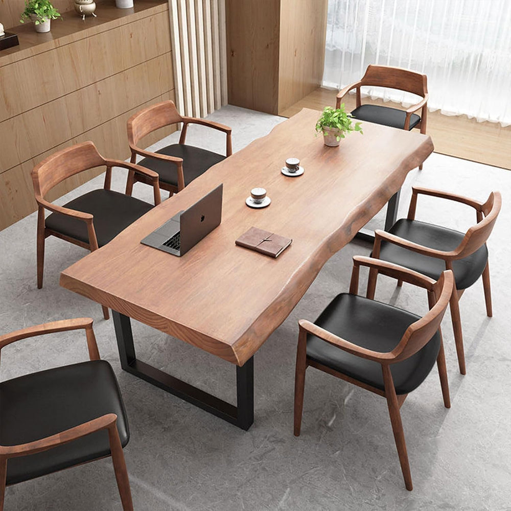 Stylish Solid Wood Office Desk with Sturdy Metal Base - Durable Multi-Size Ex...
