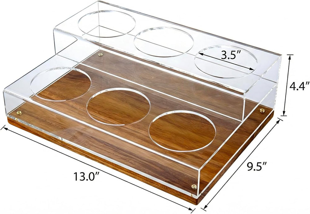 MyGift Premium Clear Acrylic Tabletop Wine Display Rack with Acacia Solid Woo...