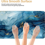 Large Mouse Pad, Blue Abstract Marble Desk Mat, Extended Gaming Mouse Pad with Non-Slip Rubber Base, Thick 3mm Smooth Surface Keyboard Mat for Office & Home,35.5 x 15.8 in