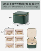 Vlando Gifts for Teachers,Travel Jewelry Box with 6 Velvet Jewelry Zipper Pockets Jewelry Case Premium Petal Hardware Travel Jewelry Organizer Graduation Gifts (Green)