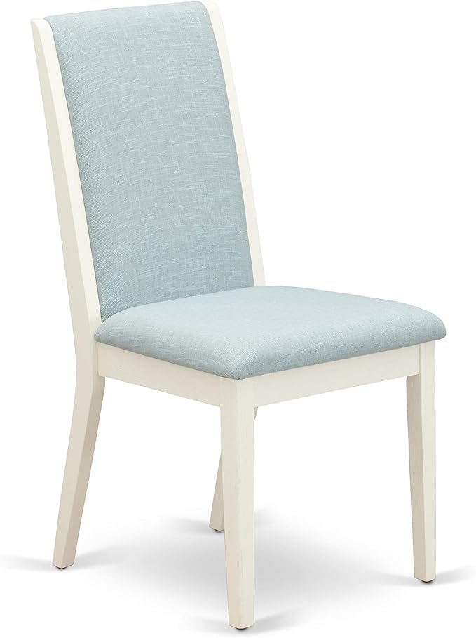East West Furniture X097LA015-6 6 Piece Kitchen Table Set Contains a Rectangle Dining Table with X-Legs and 4 Baby Blue Linen Fabric Parson Chairs with a Bench, 40x72 Inch, Multi-Color