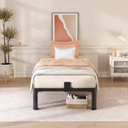FUIOBYVV 12 Inch Twin XL Bed Frame with Rounded Corner and Headboard Hole Mattress Retainers 3500 LBS Metal Heavy Duty Steel Slats Support No Box Spring Needed Platform Noise Free Easy Assembly