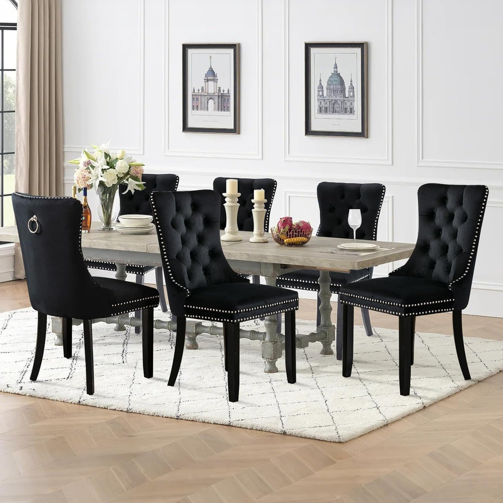 Velvet Upholstered Dining Chairs Set of 4, Modern Mid-Century Kitchen Chairs ...