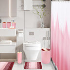 iMucci Bathroom Accessories Pink Bathroom Sets with Shower Curtain and Rug, Pink Ombre Waterproof Shower Curtain with Ultra Absorbent Rug Bathroom Accessories Set for Home Decor