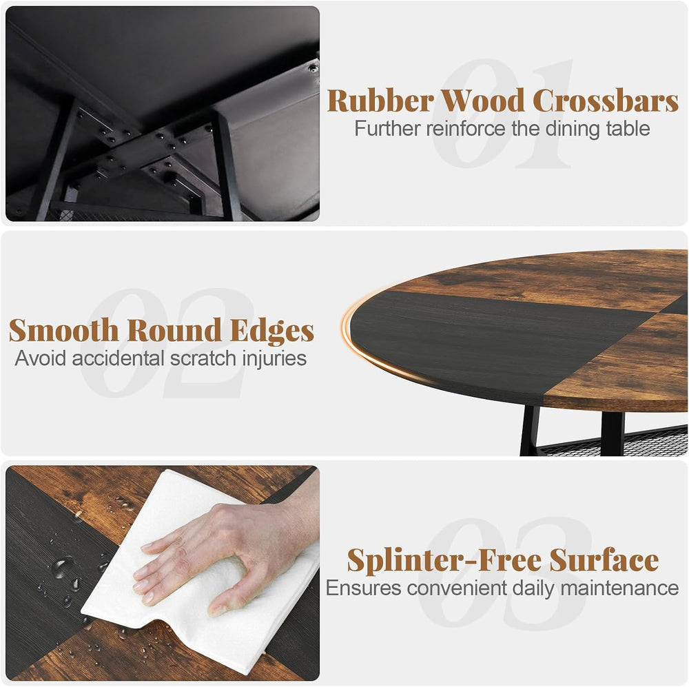 Giantex Round Dining Table for 4-6, 47.5" Circle Kitchen Table with Stor...