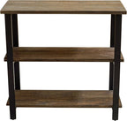 Pomona 3-Tier Bookcase with 2 Lower Shelves – 30" Tall Rustic Industrial Under-Window Bookshelf with Solid Wood and Metal Frame for Living Room, Bedroom, or Home Office by Alaterre Furniture