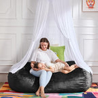 Hobestluk 4FT Bean Bag Chair Large Beanbag with Removable Cover Adult Bean Bag Chair with Portable Handle Desgin for Living Room Bedroom (Black, 4FT)