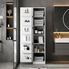 White Kitchen Pantry Cabinet, Freestanding Buffet Cupboard Sideboard with Doors & Adjustable Shelves, Storage Cabinet for Kitchen Living Room Dining Room, 15.75x15.75x70.87 Inches