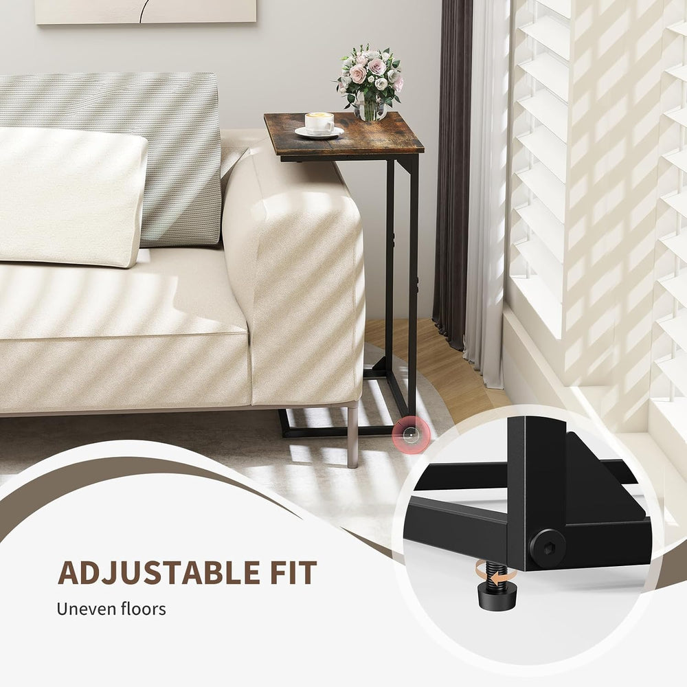 C Shaped End Tables Set of 2, Couch Tables that Slide Under Sofa, High Table ...